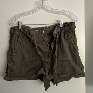 Olive Green Paper Bag Shorts
